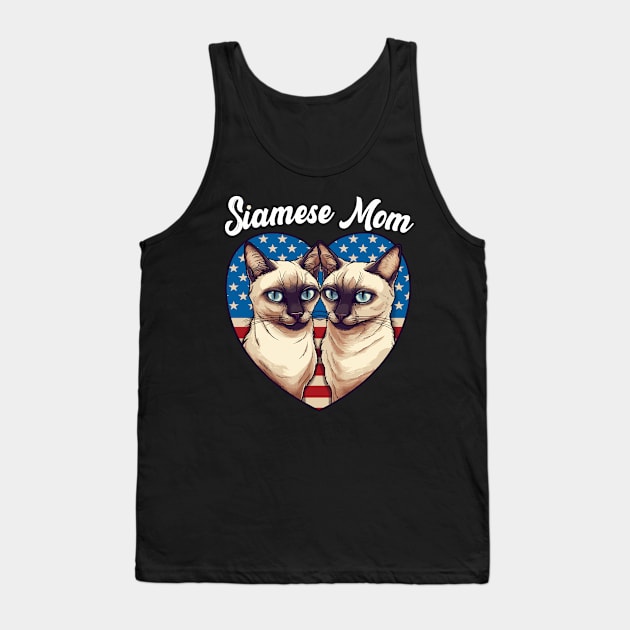 Siamese cat Mom American flag Heart Cat Tank Top by Ramadangonim